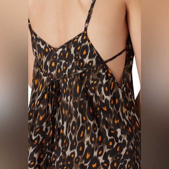 New! R13 90’s Midi Slip Leopard Dress Tie Back 🖤 XS and Medium - Picture 6 of 15